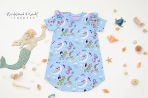 Watercolor Mermaid Flutter Sleeve Tunic - (Made To Order Custom) Reserved Listing