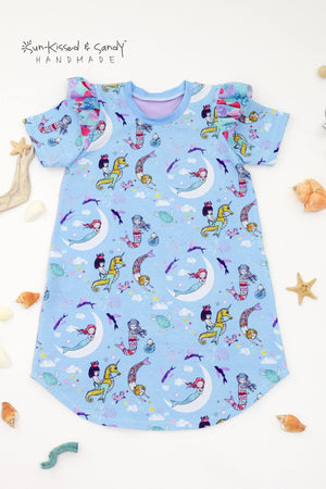 Watercolor Mermaid Flutter Sleeve Tunic - (Made To Order Custom) Reserved Listing