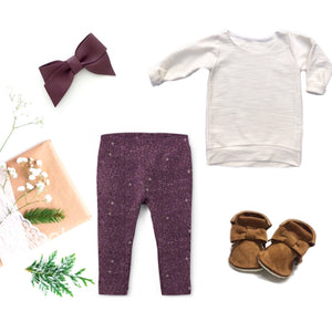 Plum Sparkle Leggings (Baby + Youth) Performance