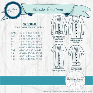 Ladies Cardigan Styles & Size Charts