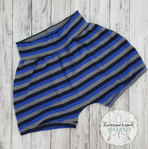 Blue/grey Stripe Balloon Shorts Ready To Ship