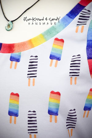 Rainbow Pops Tunic Length Tank Ready To Ship