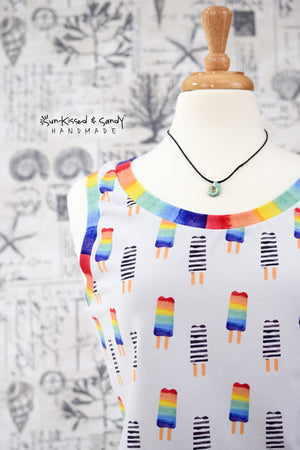 Rainbow Pops Tunic Length Tank Ready To Ship