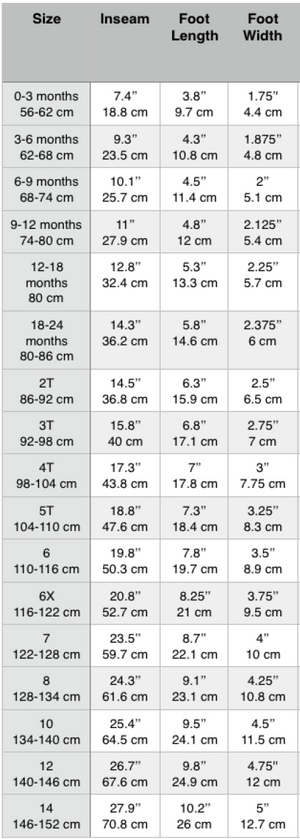 Crew Socks Set Of 2 (Children/youth) Styles & Size Charts