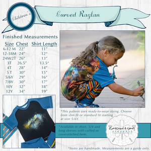 Curved Raglan Styles & Size Charts