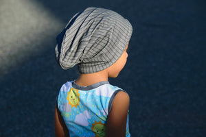 Grey Print Ribbed Knit Grow With Me Slouchie Beanie